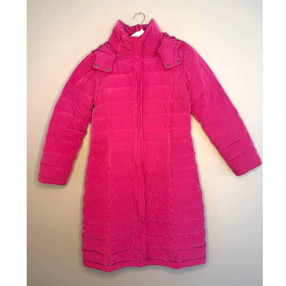Garnet Hill Down Parka Winter Coat Hot Pink Hooded Quilted Womens Size 8